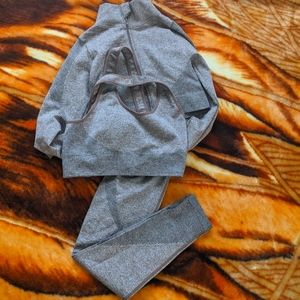 Seamless 3pcs Sports Bra & Sports Jacket & Sports Leggings